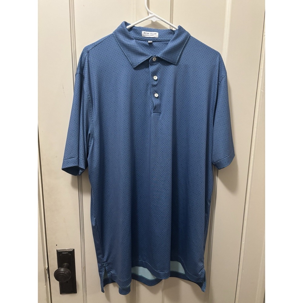 Peter Millar Summer Comfort Polo Shirt XL Geo Pattern Golf Performance Stretch